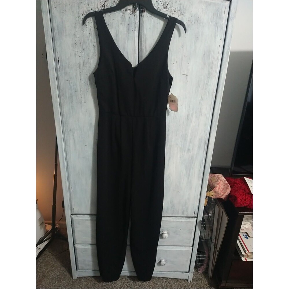 Altar'd State V-neck Jumpsuit Black Size Medium Officey Classy